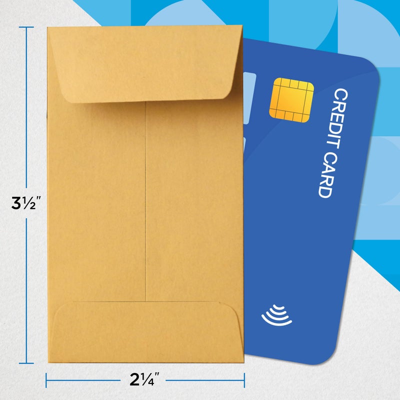 Guardian #1 Paper Coin Envelopes with Gummed Flaps, Pack of 50 Blank Small Envelopes for Gift Cards, Coins, Receipts, Stamps, Small Parts Storage, and More, 2 Â¼ Inches x 3 Â½ Inches, Brown - Image 3